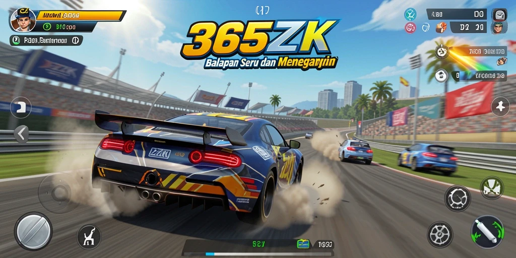 Tangkapan layar dari gameplay seru 365ZK yang menampilkan balapan intens.