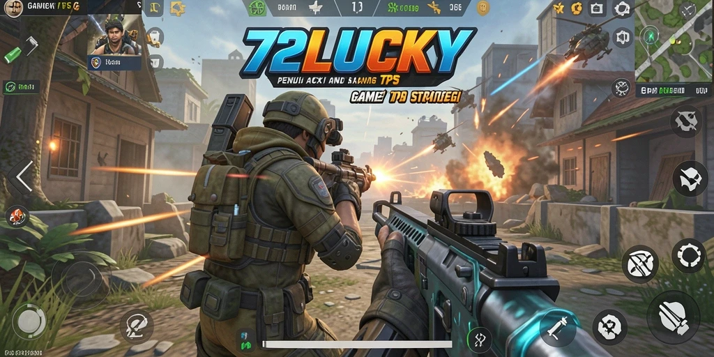 Tangkapan layar gameplay 72LUCKY menampilkan aksi tembak-menembak yang mendebarkan.