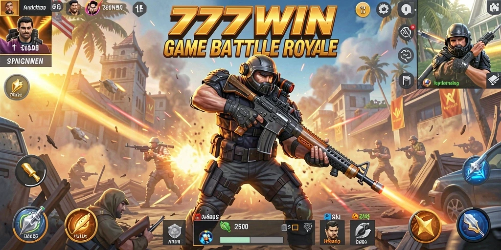 Gameplay dinamis dan seru di 777WIN yang menunjukkan aksi Battle Royale.