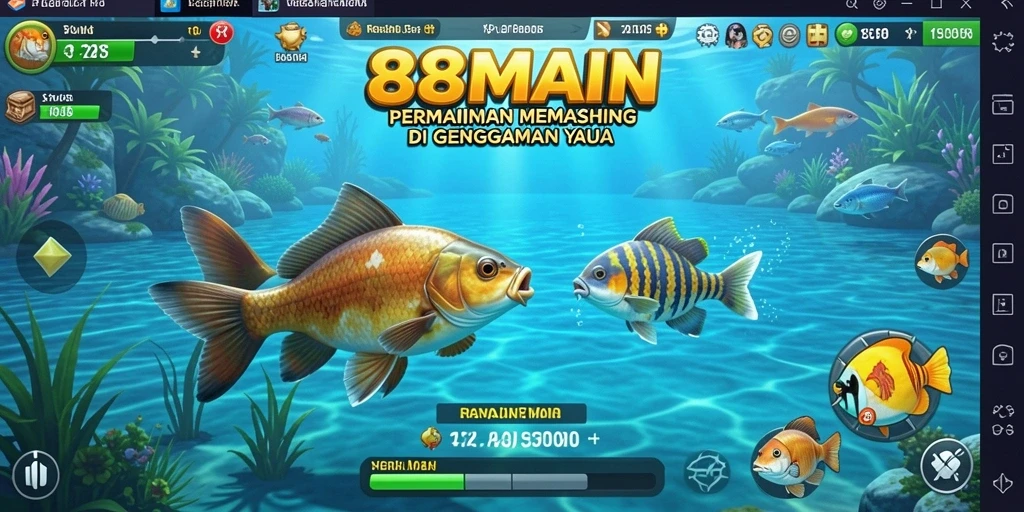Gameplay <strong>88MAIN</strong> yang seru dan menantang saat memancing ikan.