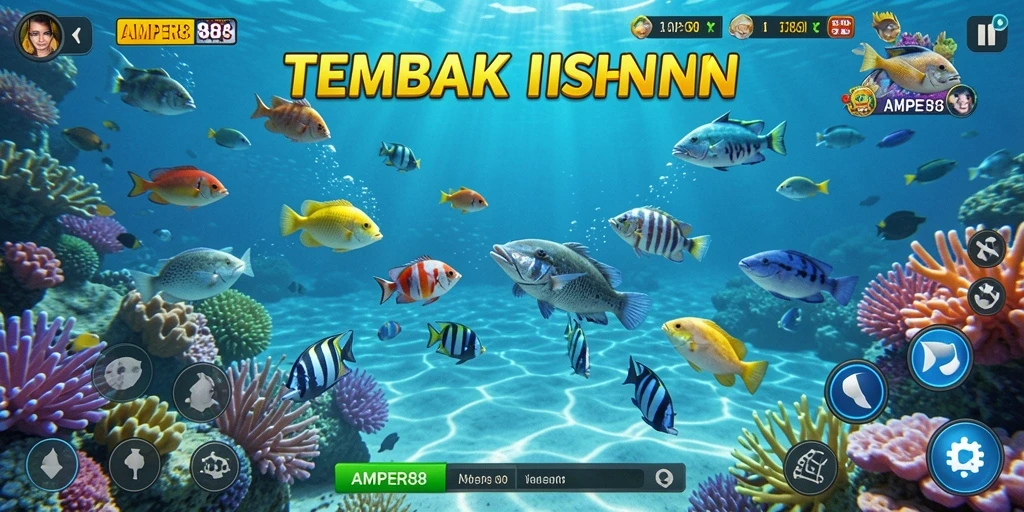 Tampilan gameplay seru saat menembak ikan di AMPER88.
