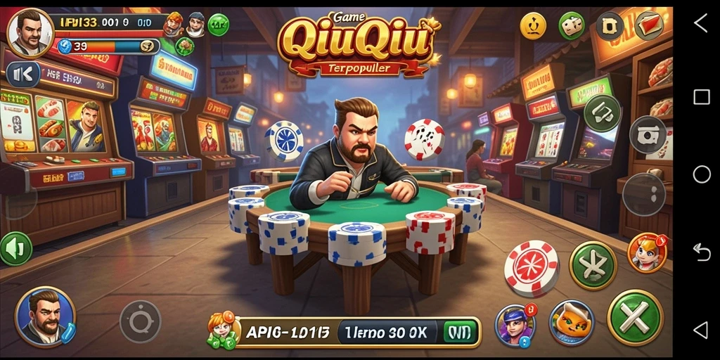 Tampilan gameplay seru dalam API33 saat bermain QiuQiu.