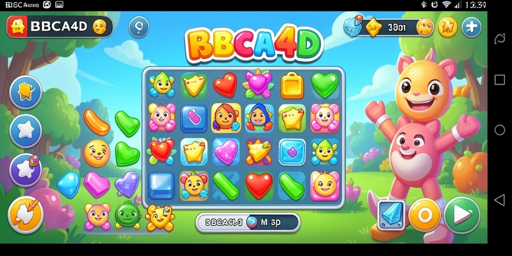 Tampilan menarik gameplay Match-3 BBCA4D yang penuh warna.