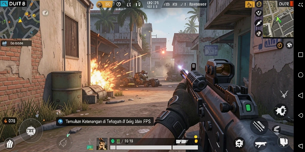 Gameplay intens dari DUIT8 dengan aksi menembak yang mendebarkan.