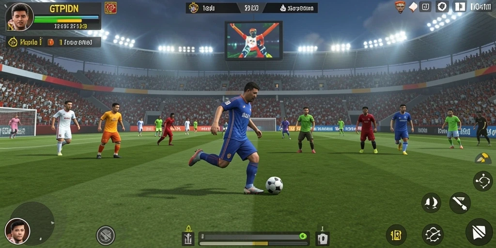 Tampilan menarik dari gameplay GTPIDN dengan aksi sepak bola seru.