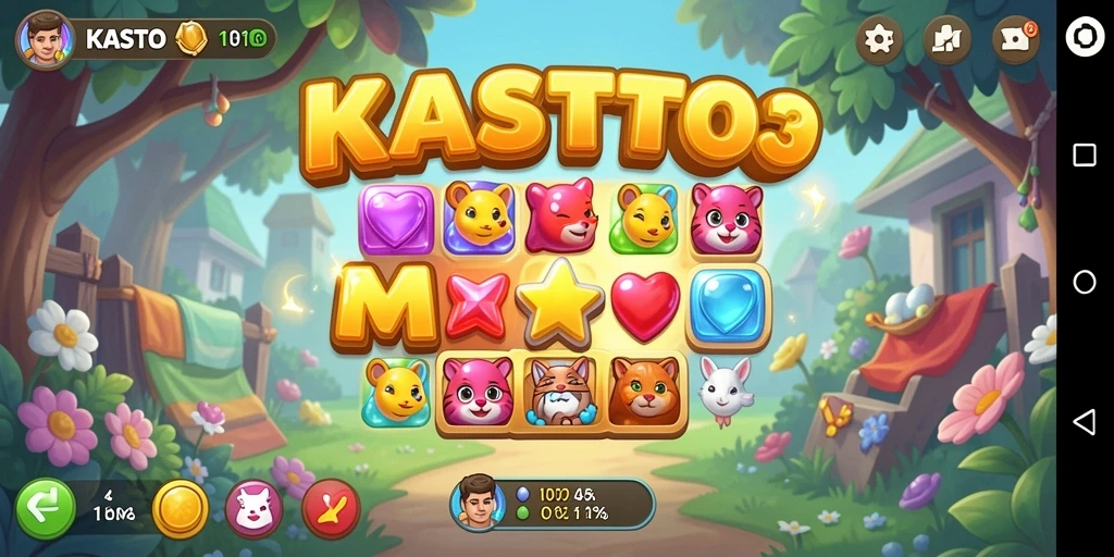 Tampilan gameplay KASTOTO yang menantang dan penuh warna.