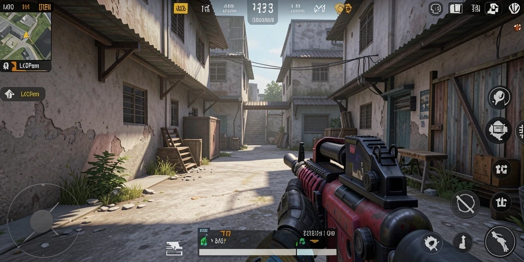 Screenshot gameplay LKOPEN dengan aksi FPS yang intens.