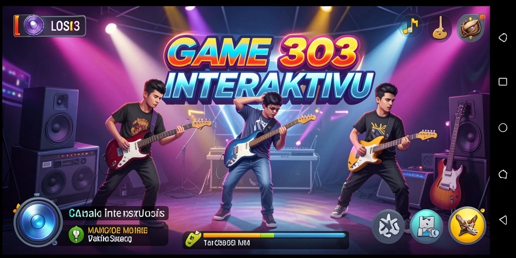 Screenshot menunjukkan gameplay interaktif musik yang mendebarkan.