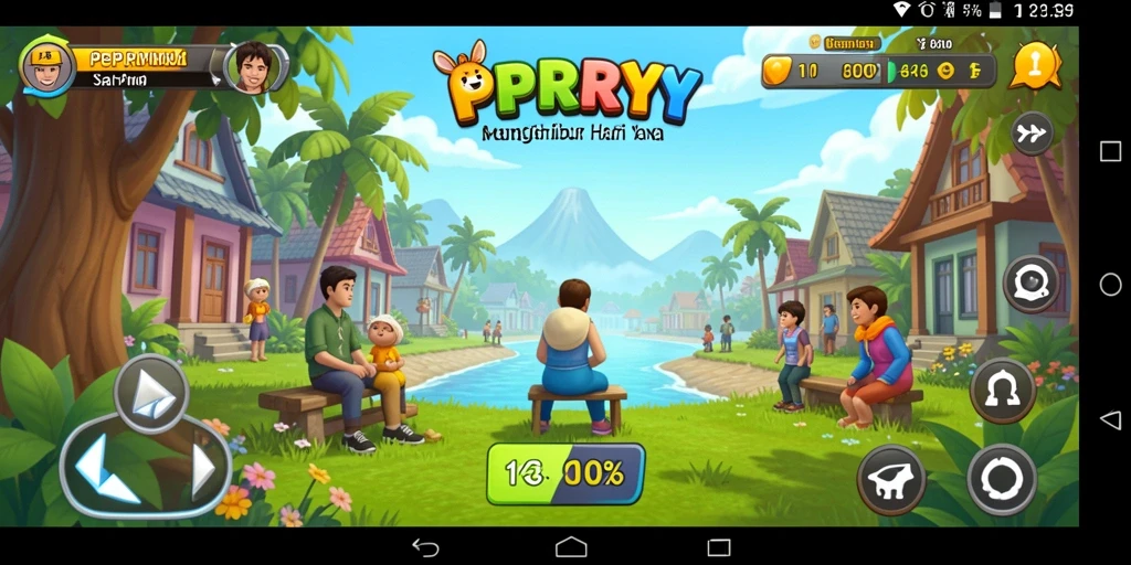Tampilan gameplay PPRRYY yang ceria dan penuh warna.