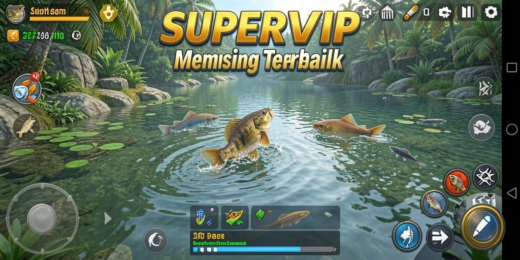 Gameplay SUPERVIP yang menyenangkan dengan pengalaman memancing nyata.